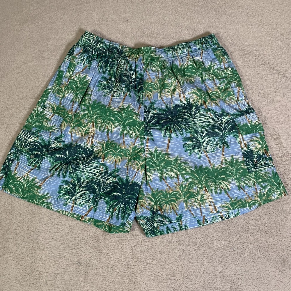 Tori‎ Richard Swim Trunks Mens XL Blue Palm Tree Hawaiian Mesh Lined Pockets